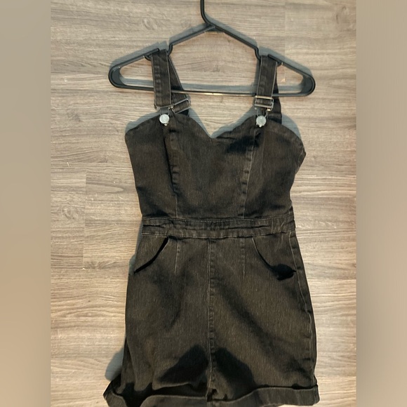 Black Denim Overall Dress by Collectif. Never worn. - Picture 1 of 2